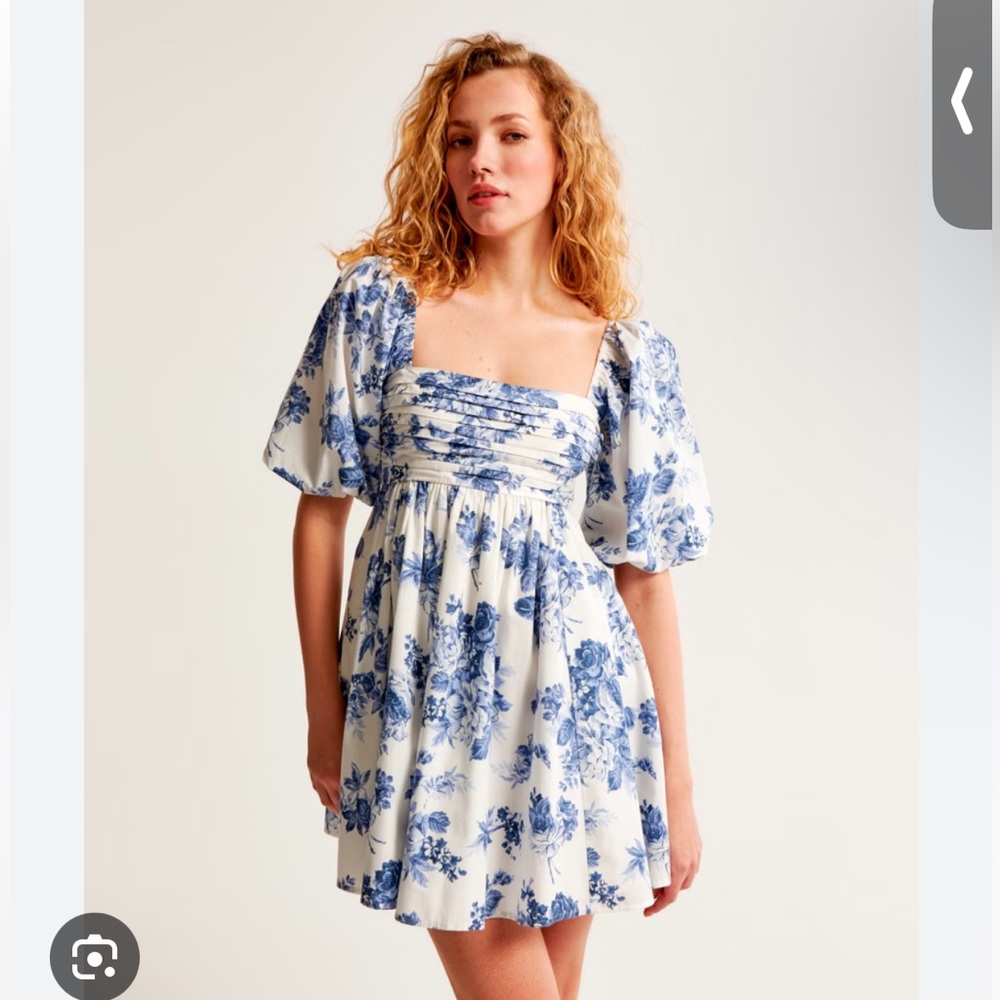Abercrombie & Fitch Emerson Poplin Puff Sleeve Mini Dress